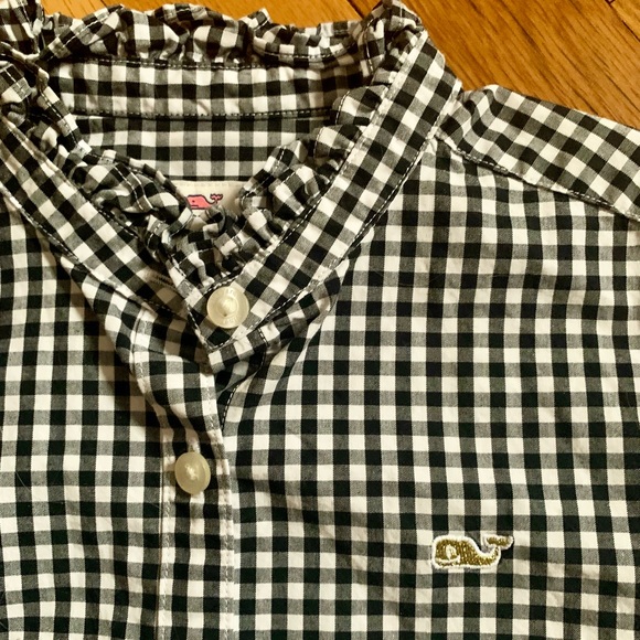 Vineyard Vines Girls’ 5 Long Sleeve Ruffle Neck Blouse w/Whale Logo - Picture 4 of 4